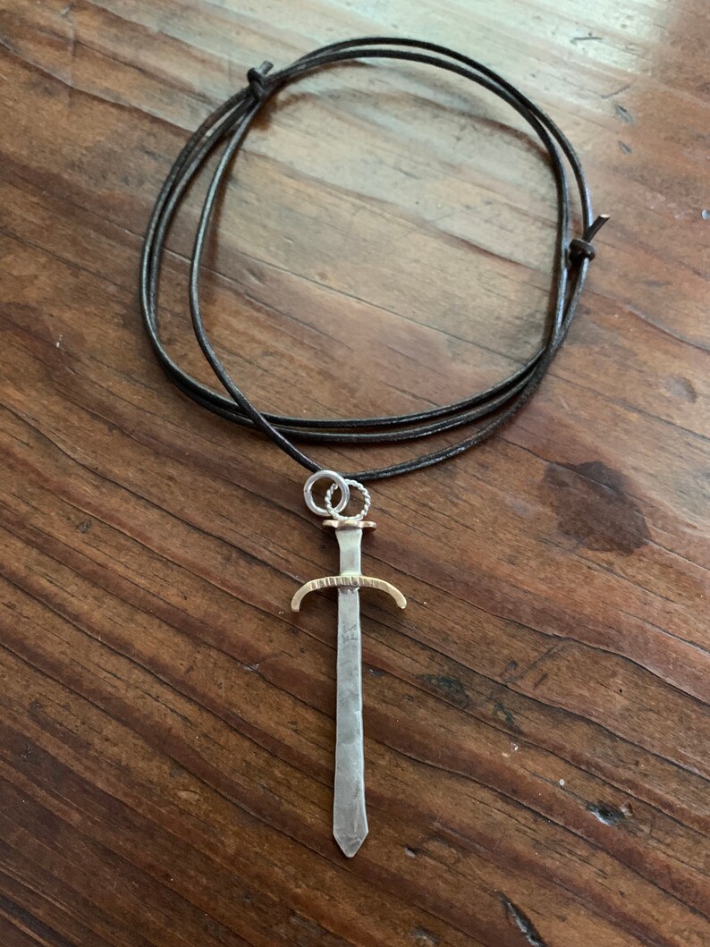 Sword of Truth Sword of the Spirit Mixed Metals Warrior Jewelry for Men Women Viking Celtic Broad Sword Pendant w Optional Necklace