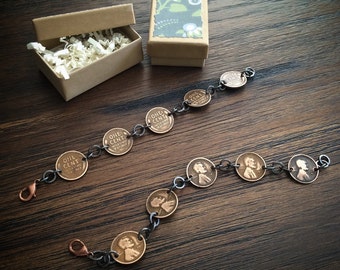 Copper Coin Bracelet - Wheat Penny Bracelet - Coin Jewelry - Lucky Penny Bracelet