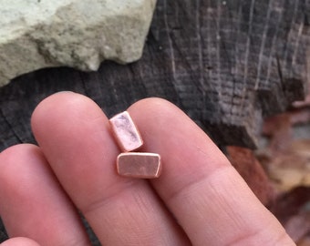 Raw Copper Stud Earrings for Men or Women - Small Simple Chunky Minimalist Jewelry 8mm or Custom Sizes