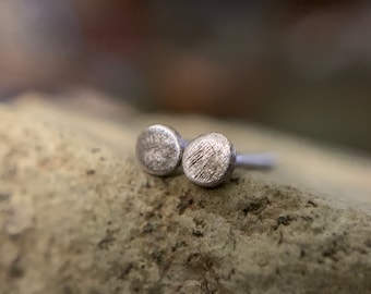 Tiny 2mm Sterling Silver Studs w/ Sterling Post - Custom Sized Small Flat Hammered Rustic Earrings - Singles or Pair - Minimalist Jewelry