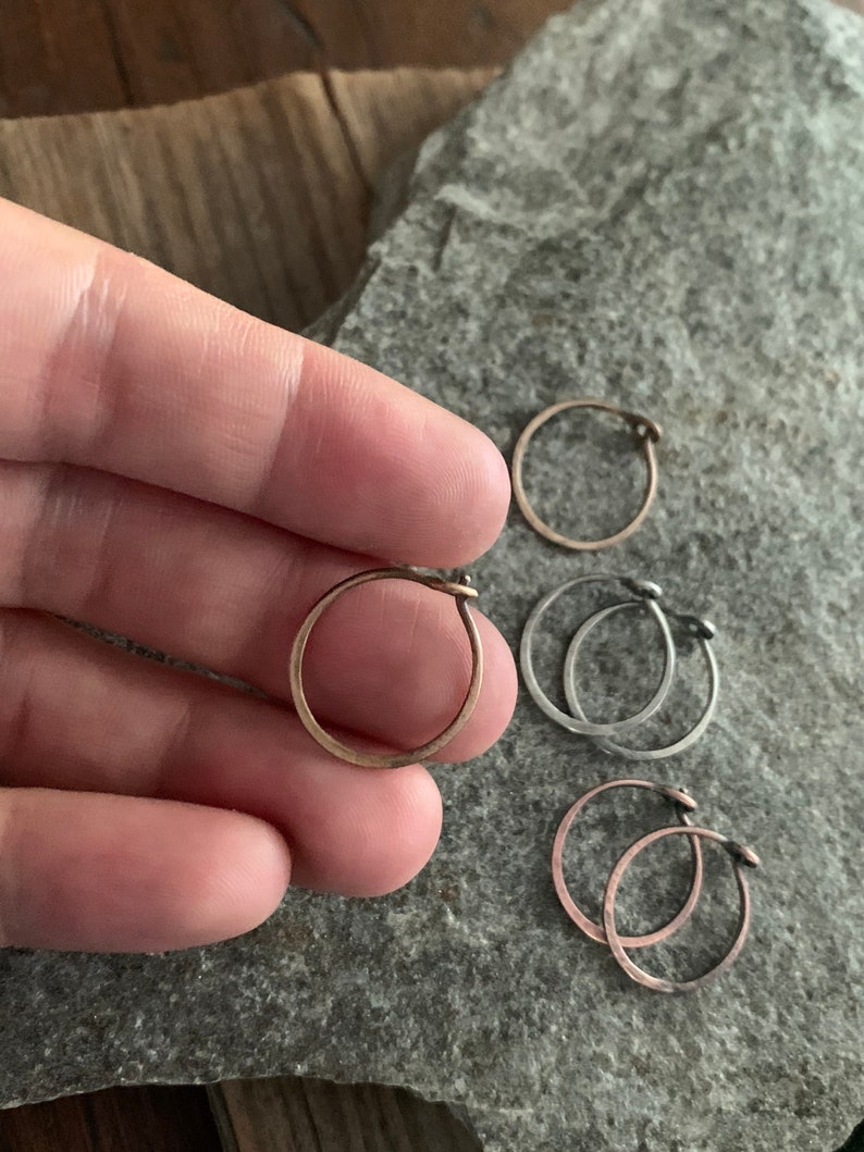 Set of 6 Mixed Metal Hoops 18g 10mm or 15mm Rustic Copper Etsy