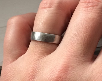 Stainless Wedding Band - Brushed Surgical Steel - Unisex Custom Sized - Silver Wedding Ring 5mm / Men's or Women's