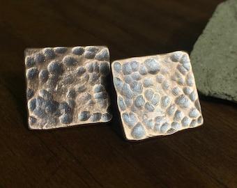 Celtic Gold Bronze Cufflinks - Rustic Hammered Men's Fashion - Unique 8th Anniversary Gift for Him 20x22mm