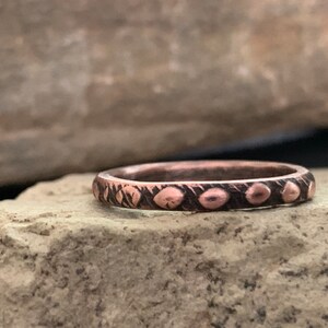 Skinny Copper Stack Ring - Unique Minimalist Custom Size Stacking Band for Men or Women - Modern Rustic Unisex 7th Anniversary Jewelry Gift