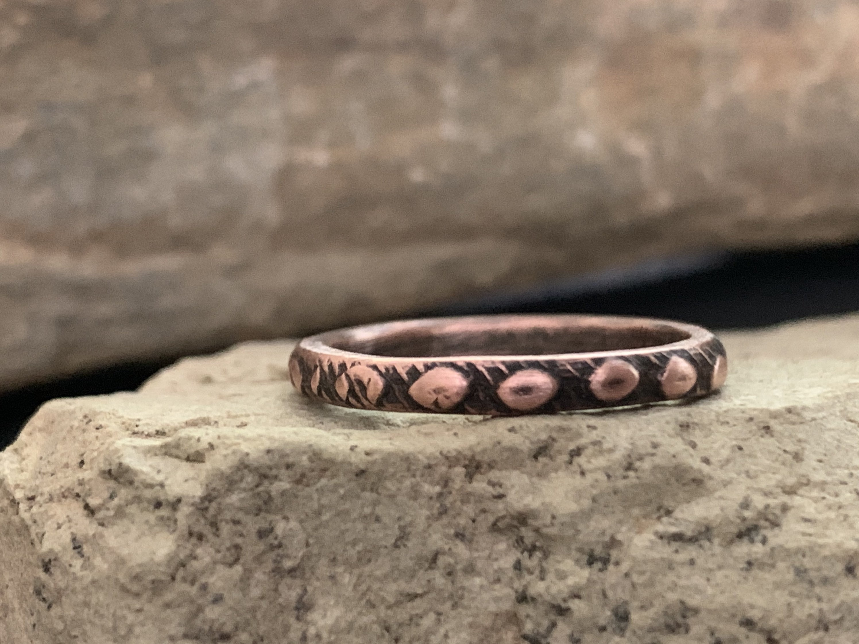 Skinny Copper Stack Ring - Unique Minimalist Custom Size Stacking Band for Men or Women - Modern Rustic Unisex 7th Anniversary Jewelry Gift