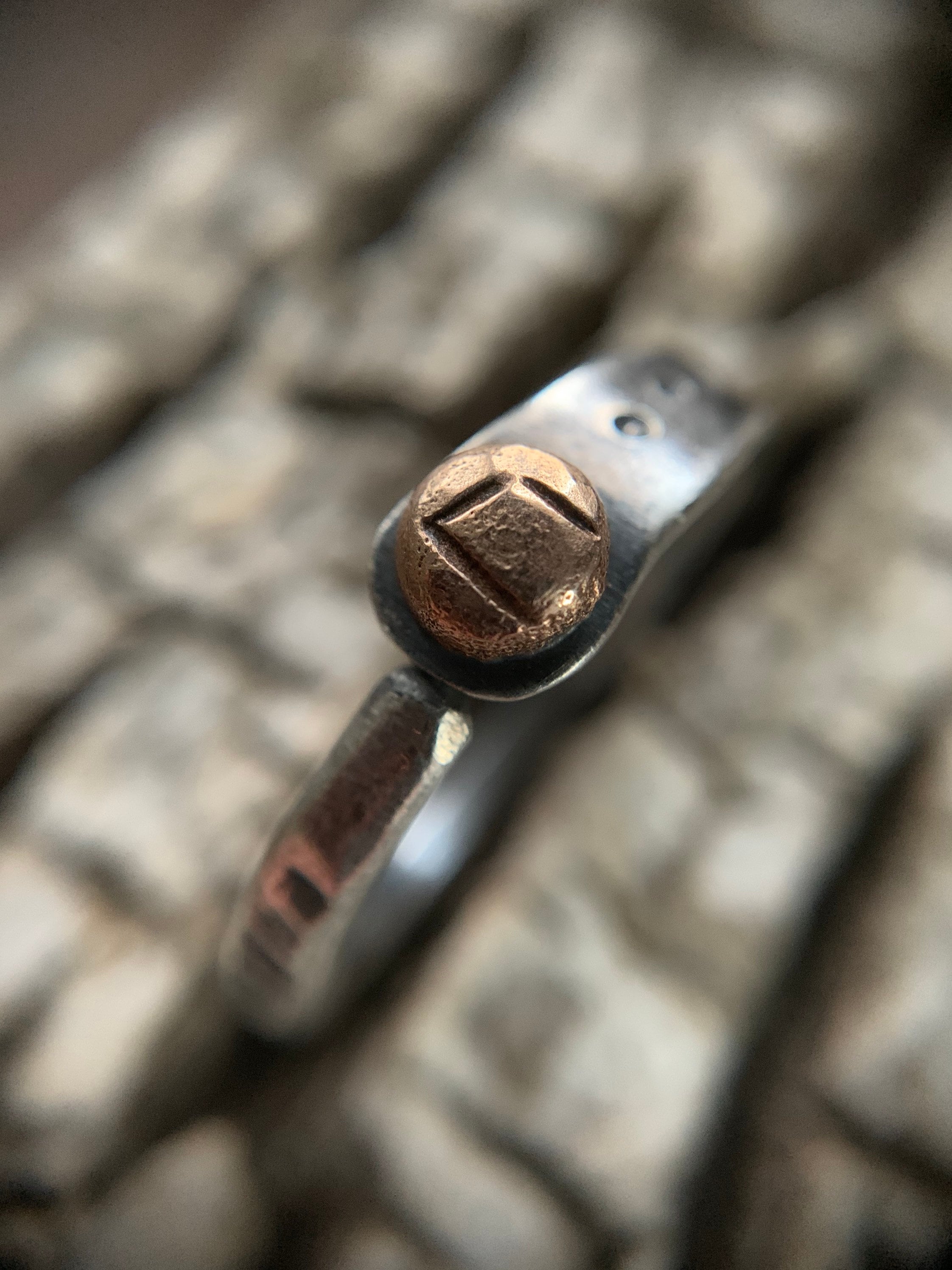 Elder Futhark Custom Rune Ring in Mixed Metal Golden Bronze & 925 ...