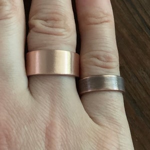 Solid Copper Wedding Band Ring Set 9mm or 6mm Width Unique Rustic 7th Anniversary His & Hers Jewelry Gift image 8