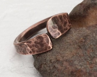 Rustic Copper Viking Ring - Oxidized & Textured Organic Jewelry Gifts for Men - Unique Alternative Wedding Band or 7th Anniversary Gift