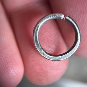 14g Gauge Rustic or Polished Sterling Silver 10mm Continuous Hoop Earring Septum Earlobe  - Tribal Ethnic Hand Forged Metalwork Jewlery