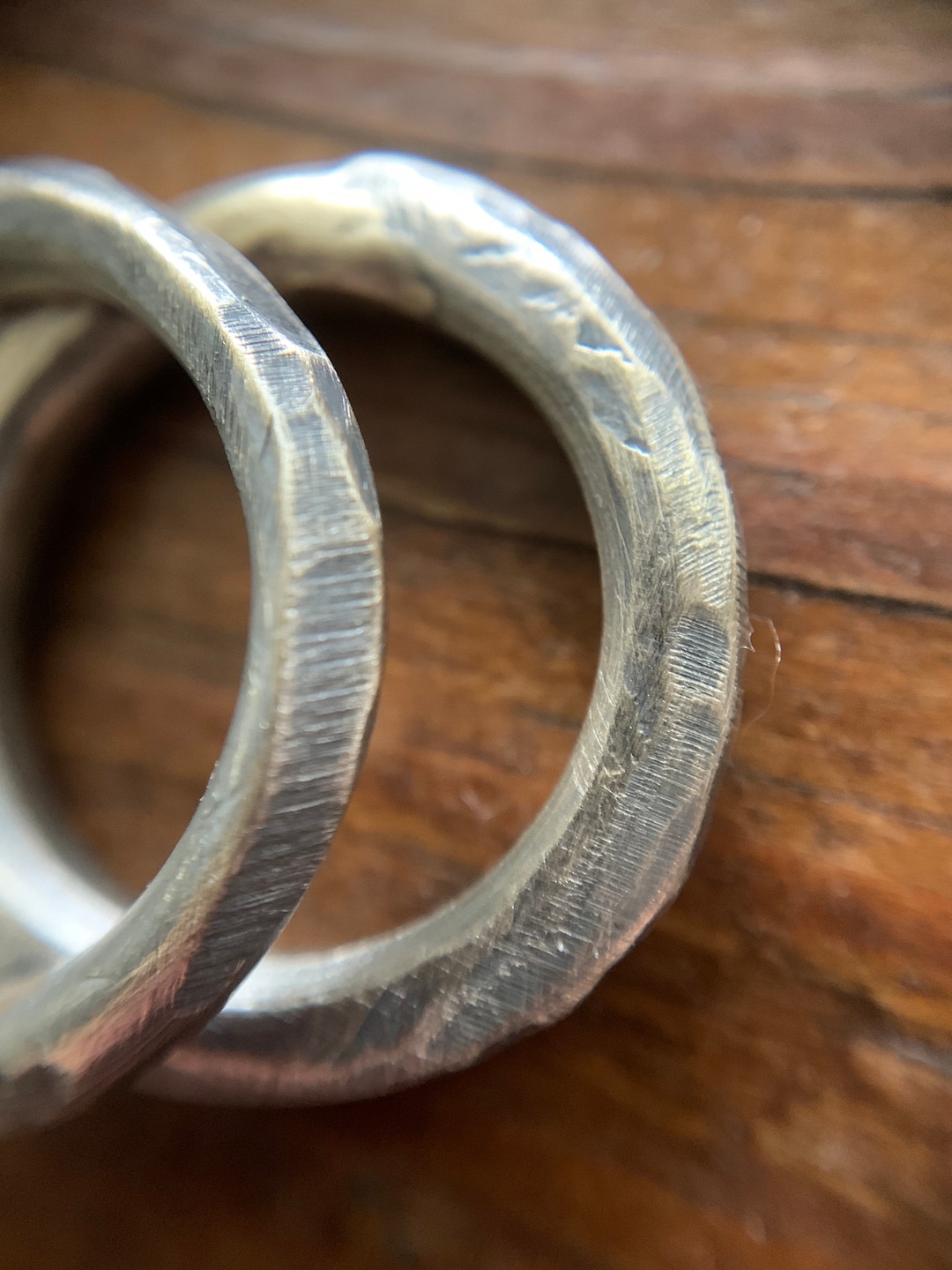Distressed Weathered Beaten Sterling Silver Wedding Band or Etsy
