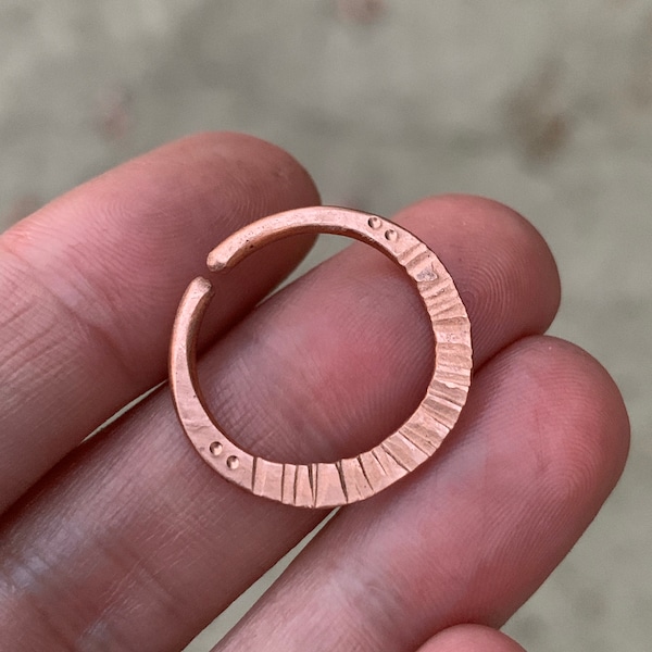2cm 12g or 14g Raw Organic Copper Hoop Earring for Gauged Ears or Septum - Sold in Singles or Pairs - Unisex Modern Viking / Celtic Jewelry