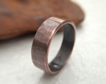 Women&#39;s 6mm Rustic Copper Wedding Band - Simple Minimalist Unisex Ring - Finished in Oxidized or Raw Copper - 7th Anniversary Gift