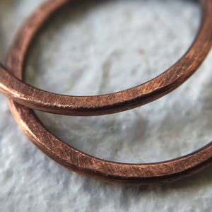 Small Rustic Copper Hoop Earrings 9mm - 12mm for Body / Cartilage / Lip / Septum / Tragus 18g Continuous Hoop - Minimalist Earrings