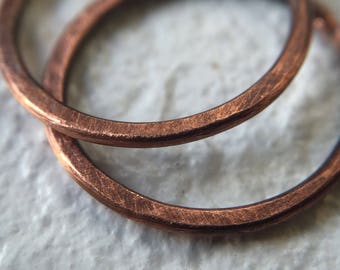 Small Rustic Copper Hoop Earrings 9mm - 12mm for Body / Cartilage / Lip / Septum / Tragus 18g Continuous Hoop - Minimalist Earrings