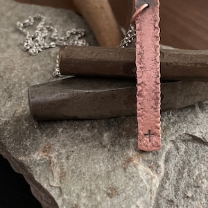 Custom Message Necklace - Rustic Copper Pendant Personalized / Hand Stamped Christian Inspiration / Bible Verse Jewelry for Men or Women
