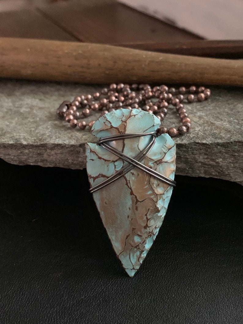 Wire Wrapped Arrowhead Necklace Pendant Tribal Turquoise and Etsy