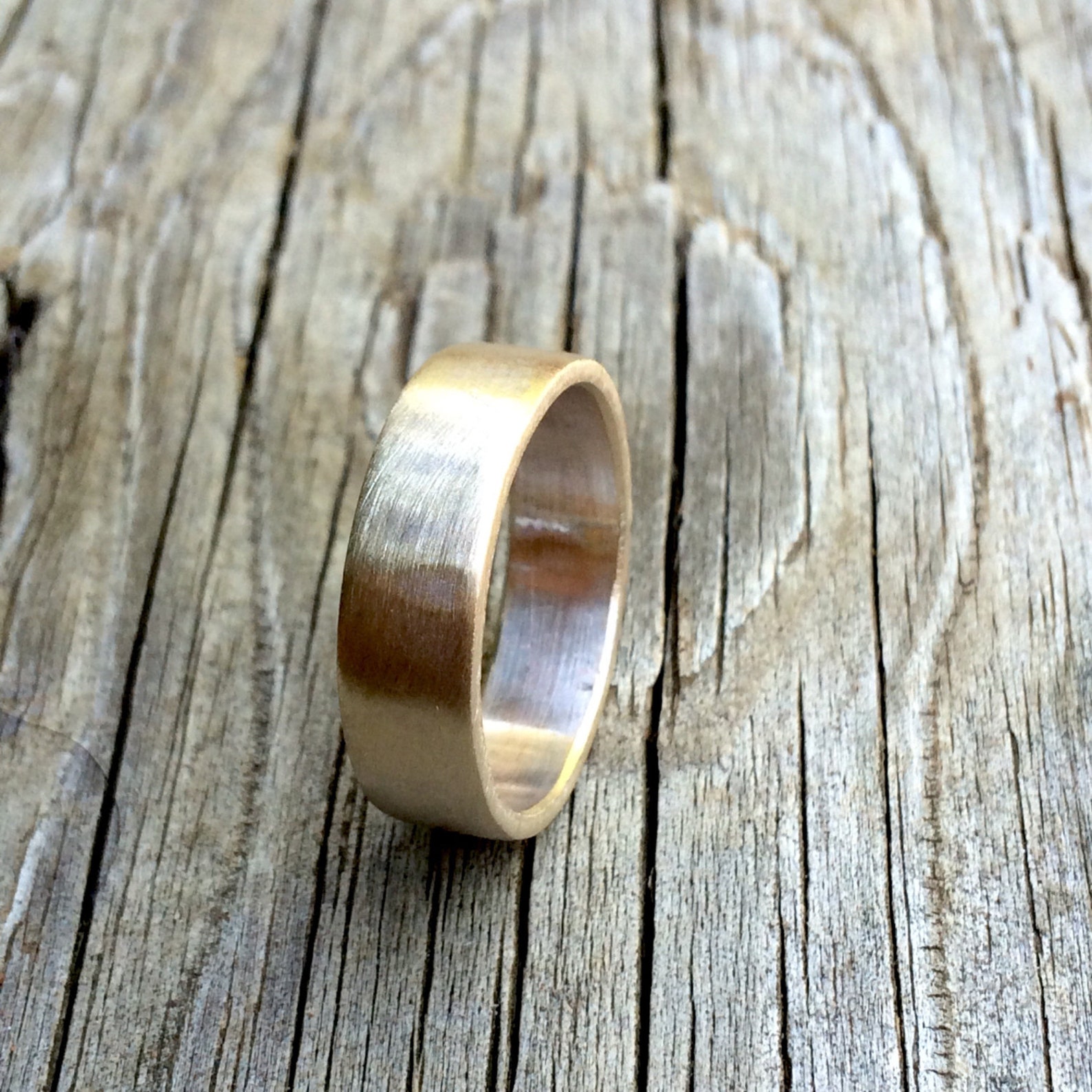 6mm Gold Brass Wedding Band - Raw Brushed Brass Men's or Women's 6mm Gold Brass Wedding Band - Raw Brushed Brass Men's or Women's
