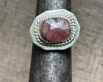 Pink Rose Cut Sapphire Ring - Custom Size - Choose Your Stone - Set in 925 Sterling Silver - September Birthstone Jewelry Gift for Her