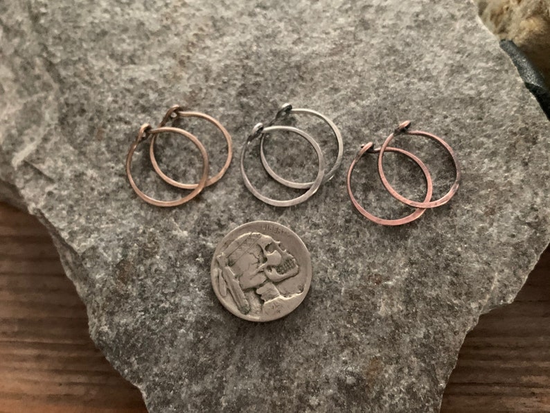 Set of 6 Mixed Metal Hoops 18g 10mm or 15mm Rustic Copper Etsy