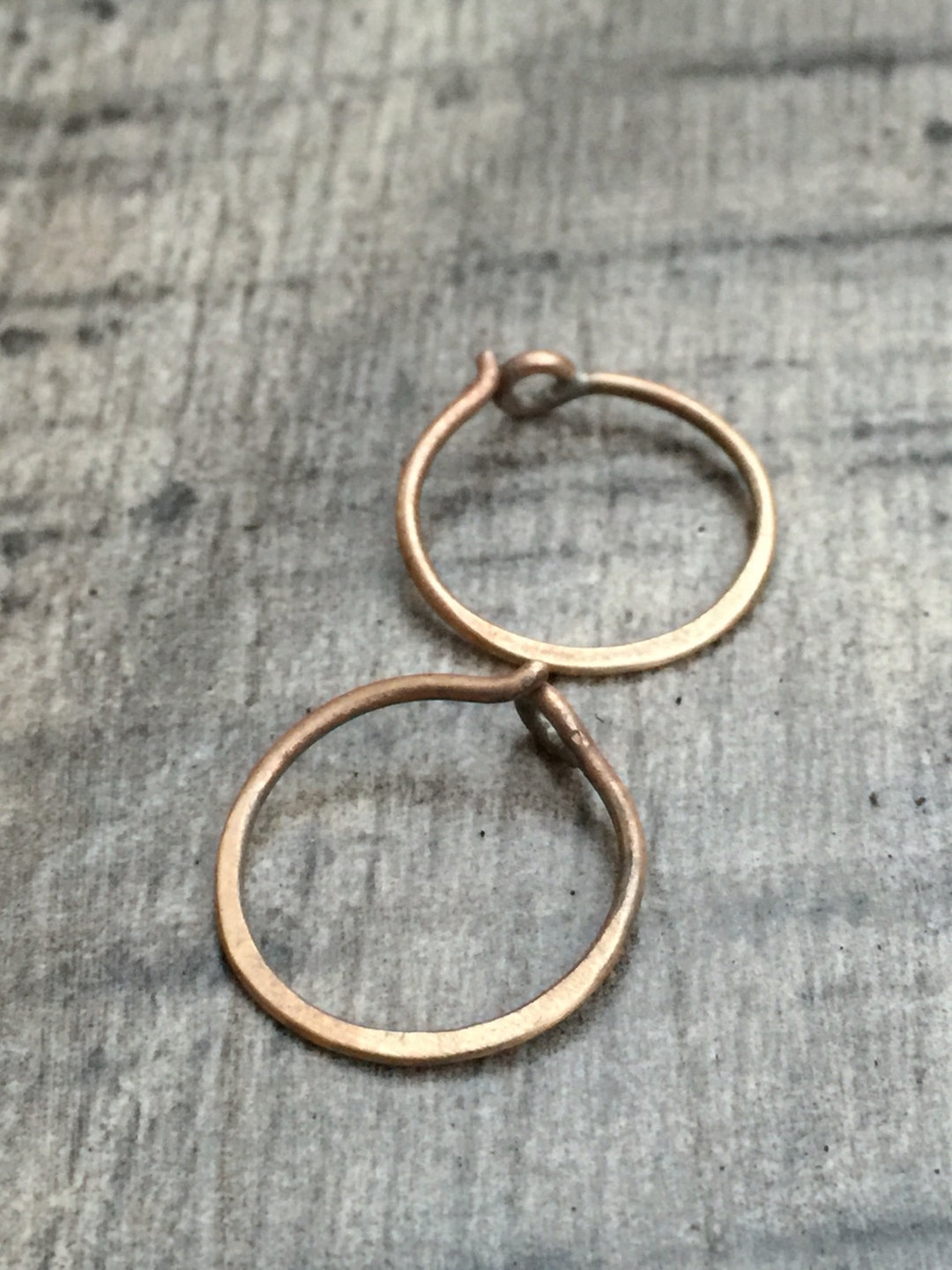 Small Gold Bronze Hoop Earrings 18g Rustic Minimalist Etsy