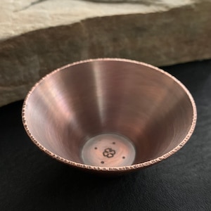 Unique 7th Anniversary Gift - CUSTOM STAMPED - Solid Copper Forged Pinch Bowl & Spoon Set - Condiment, Salt, Spices Apothecary, Kitchen, Bar
