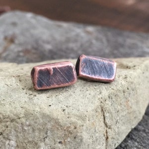 Rustic Copper Stud Earrings for Men or Women - Small Simple Chunky Minimalist Jewelry 8mm or Custom Sizes