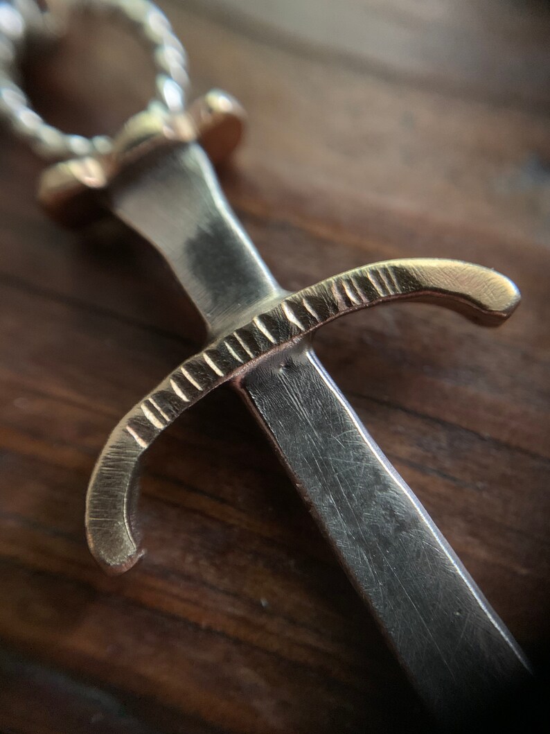 Sword of Truth Sword of the Spirit Mixed Metals Warrior Jewelry for Men Women Viking Celtic Broad Sword Pendant w Optional Necklace