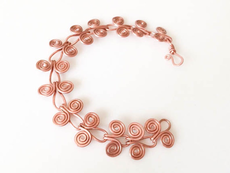 Shiny Raw Copper Egyptian Coil Wire Bracelet Unique Artisan Etsy
