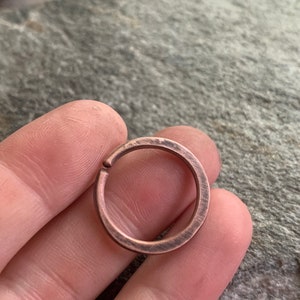 12g Rustic Copper 20mm Continuous Hoop Earring for Septum or Earlobe - Custom Gauge Ear Ring - Tribal Ethnic Hand Forged Metalwork Jewelry