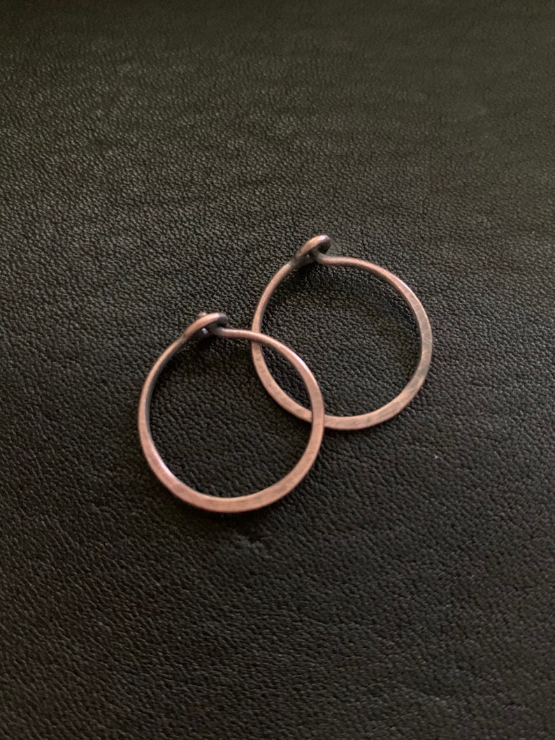 Small Copper Hoop Earrings 18g 10mm or 15mm Rustic Etsy