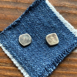 Rustic Sterling Silver Studs - Organic Oxidized Silver 6mm Earrings for Men or Women - Simple Everyday Wear Unisex Jewelry Gifts image 5