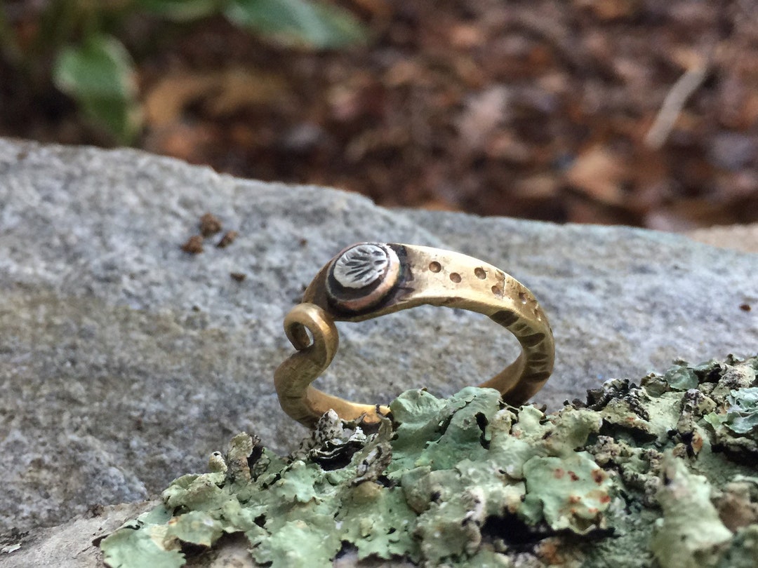 Rustic Gold Brass Snake Serpent Ring W/ Sterling Silver Accents ...
