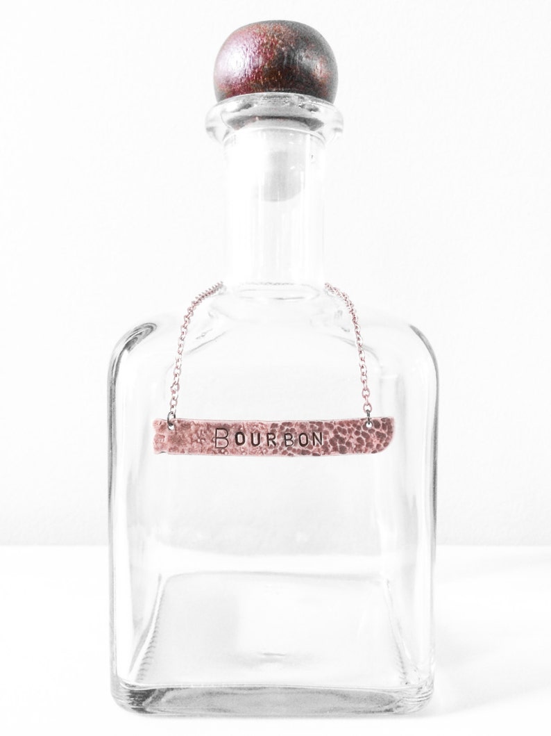 Rustic Metal Decanter Label Custom Copper Sign Etsy