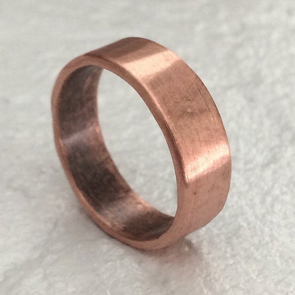 6mm Wedding Band - Raw Polished Copper Minimalist Ring - 7th Anniversary Unisex Jewelry
