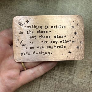 Hand Stamped Copper Message Card READY TO SHIP - Unique One Of a Kind 7th Anniversary Gift for Men or Women