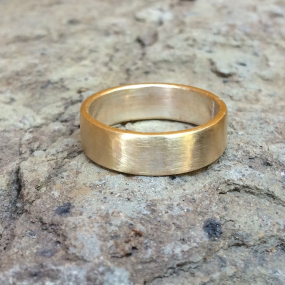6mm Gold Brass Wedding Band Raw Brushed Brass Men s or Women s