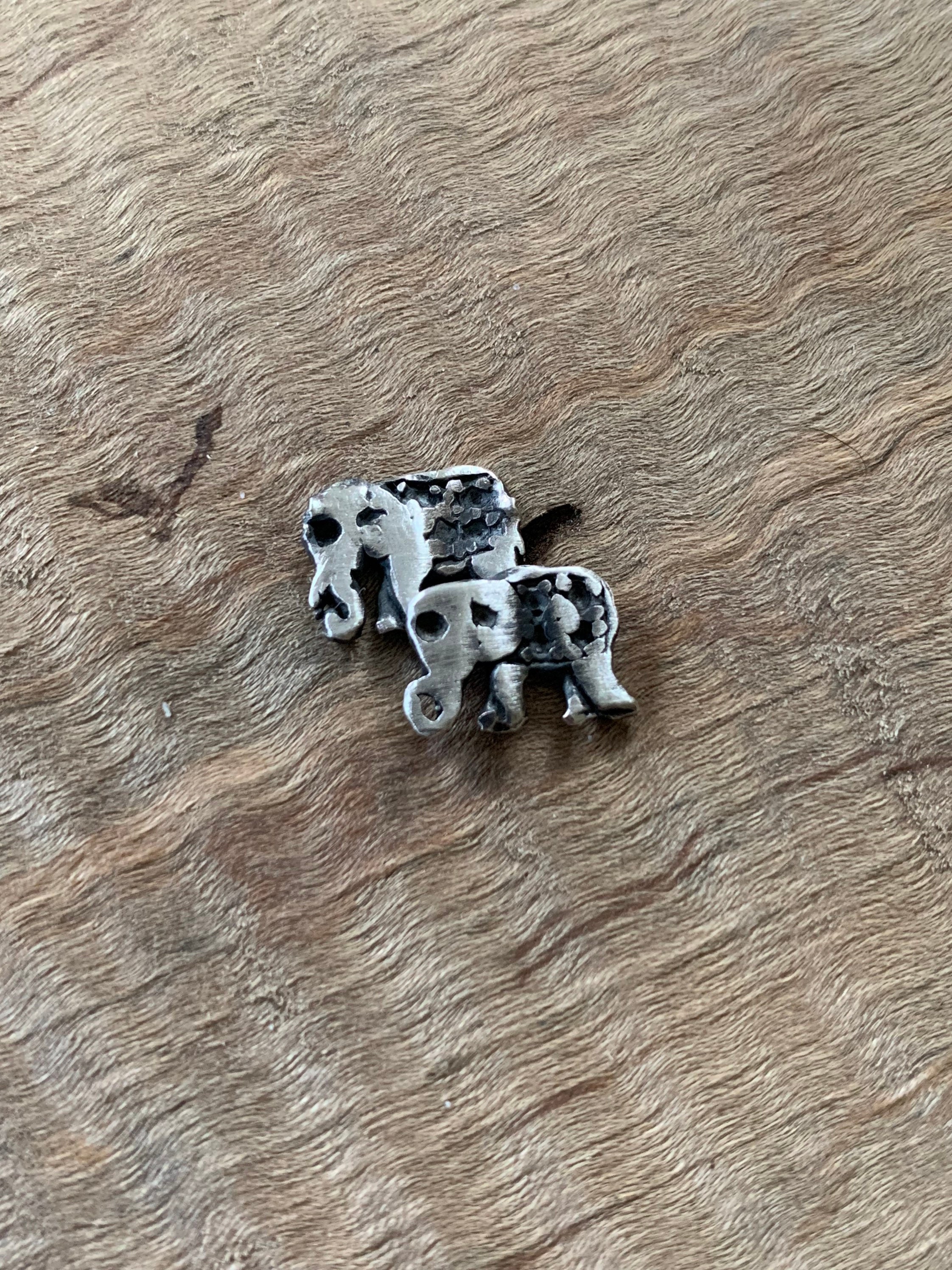 925 Sterling Silver Modern Abstract Distressed Jewelry Unique Rustic Elephant Stud Earrings