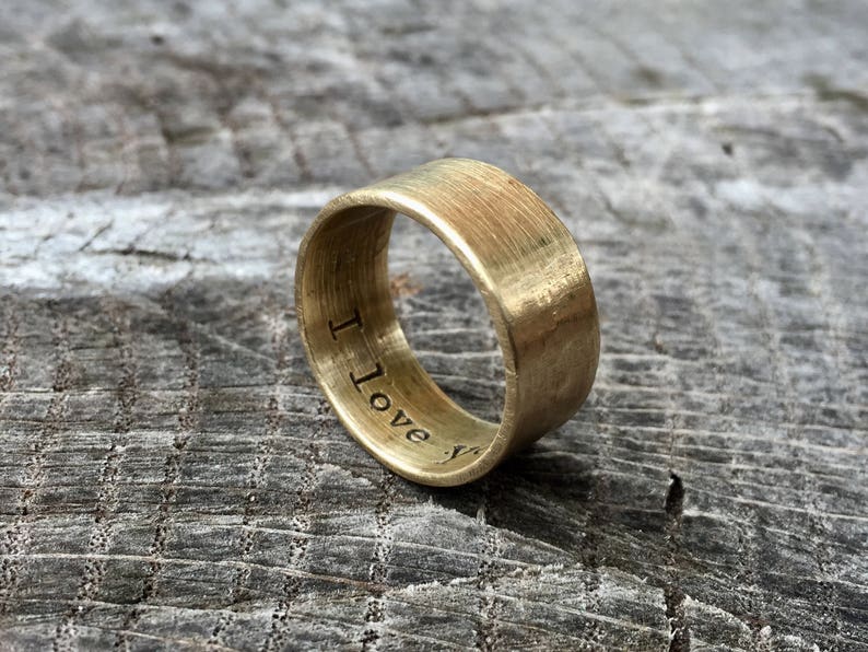 Men's Rustic 9mm Wedding Band Thick Rugged Raw Brass Etsy