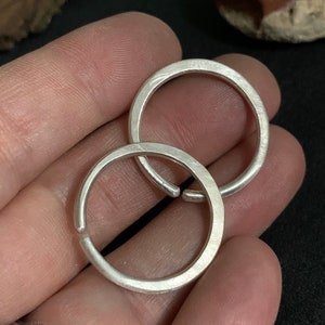12 Gauge 2cm Sterling Silver Continuous Hoop in Raw Brushed Finish - Unisex Fashion -  Unique Minimalist Tribal Jewelry Gift for Him or Her