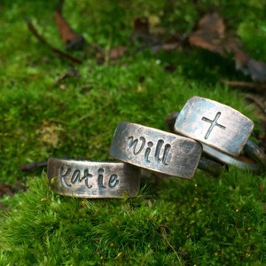 Rustic Copper Stack Nesting Rings - Custom Stamped Personalized Name Gifts for Mom / Grandmother / Aunt - Mother&#39;s Day or 7th Anniversary