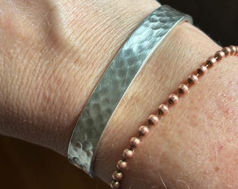 Minimalist 925 Sterling Silver Hammered Cuff Bracelet for Men or Women - Brushed Finish - READY TO SHIP!
