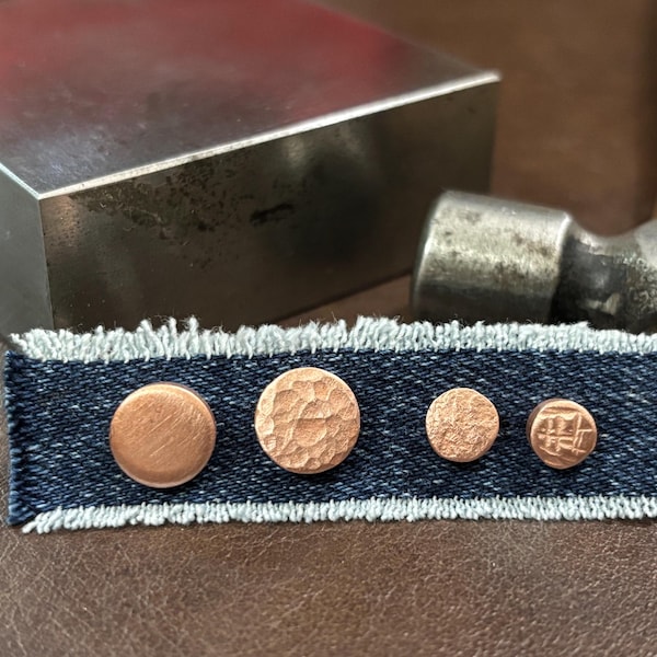 10mm or 6mm Thick Copper Stud Earrings w/ 925 post - Choose frm 4 Unique Patterns & Raw / Oxidized Finish sold in singles, pairs or set of 4