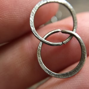 18g Rustic Sterling Silver 12mm Continuous Hoop Earring Pair for Septum Earlobe - Custom Gauge - Tribal Ethnic Hand Forged Metalwork Jewlery