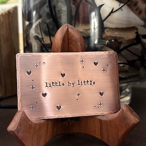 Copper Wallet Card - Rustic Hand Stamped Personalized Quote or Love Note - 7th Anniversary Gift - Unique Gitf for Him or Her