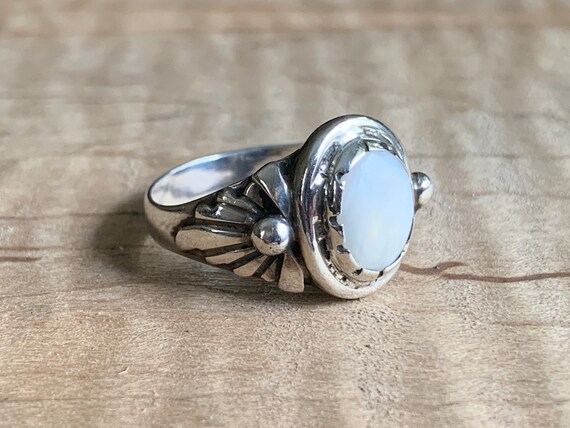 Vintage White Buffalo Navajo Sterling Silver Ring… - image 6