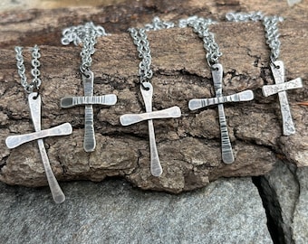 Small Handmade Sterling Silver Christian Cross Necklace - Unisex for Men & Women - Christian Baptism Confirmation Wedding Missionary Gift