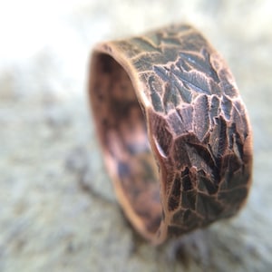 Distressed Copper Ring Men&#39;s or Women&#39;s - 9mm Rugged & Rustic 7th Wedding Anniversary Jewelry Gift - Size 9 or Custom Sizes Available