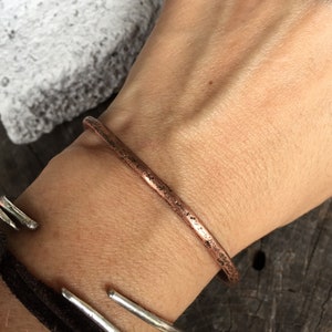 Rustic Copper Stacking Bracelet / Distressed Industrial Metal Cuff - Unisex 7th Anniversary Jewelry - Solid Copper Jewelry - Custom Sized