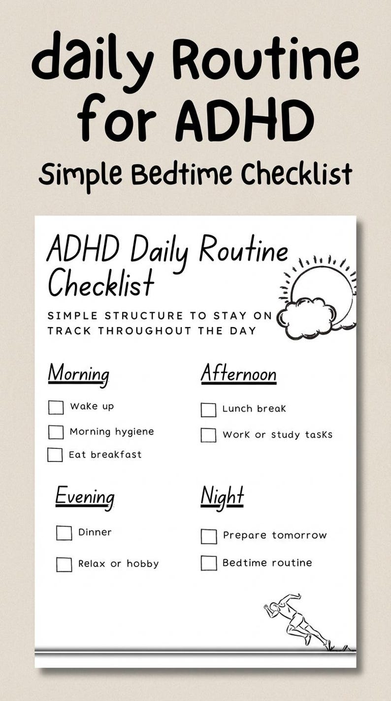 ADHD Daily Routine Checklist Printable | Structured Schedule Planner ...
