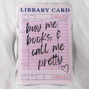 Magnetic Collapsible Kindle Grip/ Stand for E-Reader, Tablet, Smartphone Kindle Holder | Buy me Books and Call me Pretty Library Card Design